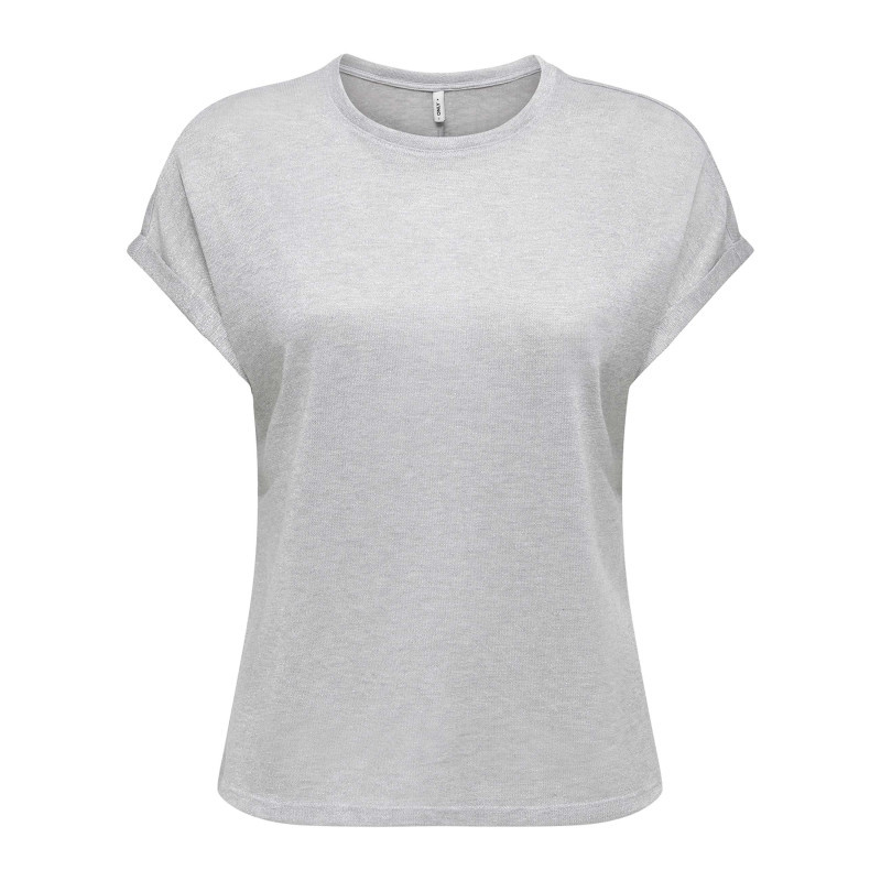 Only - T-shirt Gris Uni Pourvu D'une Coupe Ajustée Et De Manches Courtes - Gris