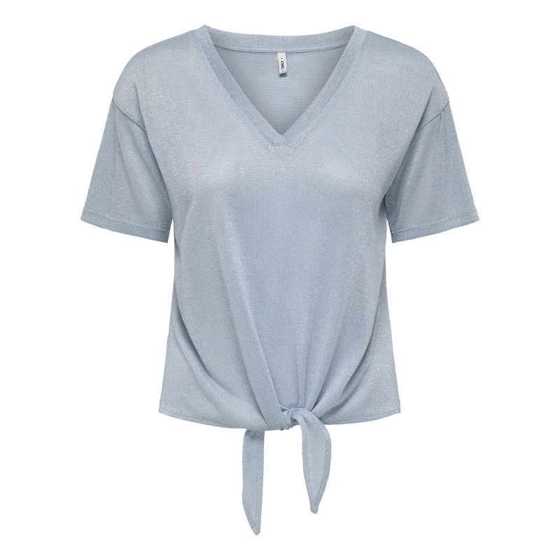 Only - T-shirt Ciel Uni Pourvu D'une Coupe Droite Et De Manches Courtes - Bleu Clair