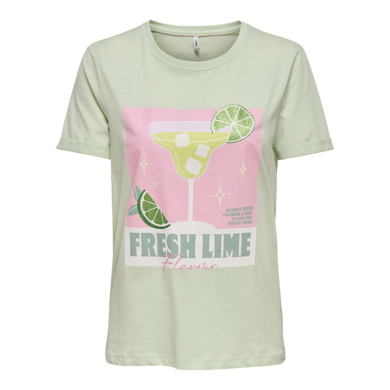 Only - T-shirt En Coton Biologique Vert Uni Pourvu De Manches Courtes - Vert Only - T-shirt En Coton Biologique Vert Uni Pourvu De Manches Courtes - Vert