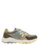Thumbnail Baskets running olive et grises avec un talon plat et des lacets ronds
