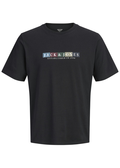 T-shirt en coton biologique noir à coupe droite...