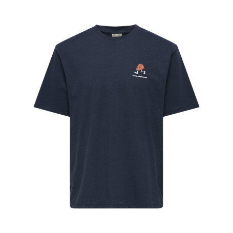 T-shirt en coton marine uni pourvu d'un imprimé...
