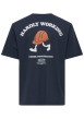 Thumbnail T-shirt en coton marine uni pourvu d'un imprimé casque de chantier - Image 2
