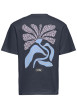 Thumbnail T-shirt en coton biologique marine uni pourvu d'un imprimé fleur - Image 2