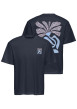 Thumbnail T-shirt en coton biologique marine uni pourvu d'un imprimé fleur - Image 4