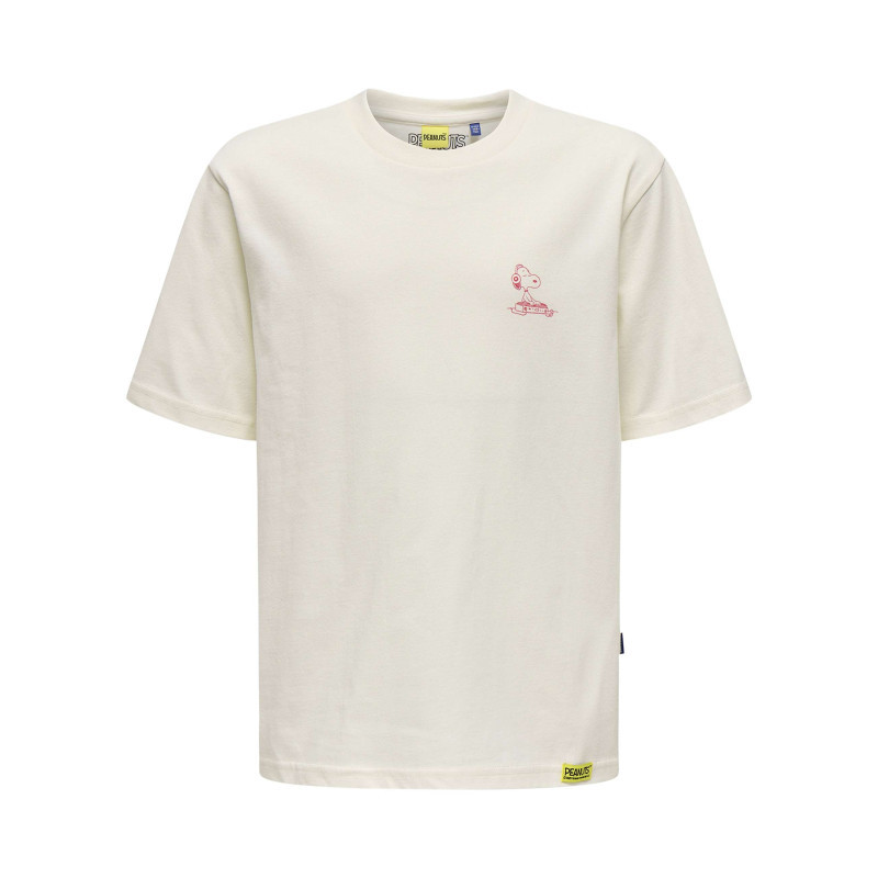 Only&sons - T-shirt En Coton écru Uni Pourvu D'un Imprimé Snoopy Et D'un Col Rond - Beige