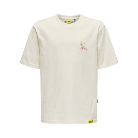 T-shirt en coton écru uni pourvu d'un imprimé...