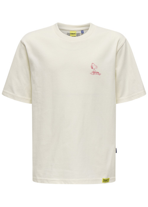 T-shirt en coton écru uni pourvu d'un imprimé...