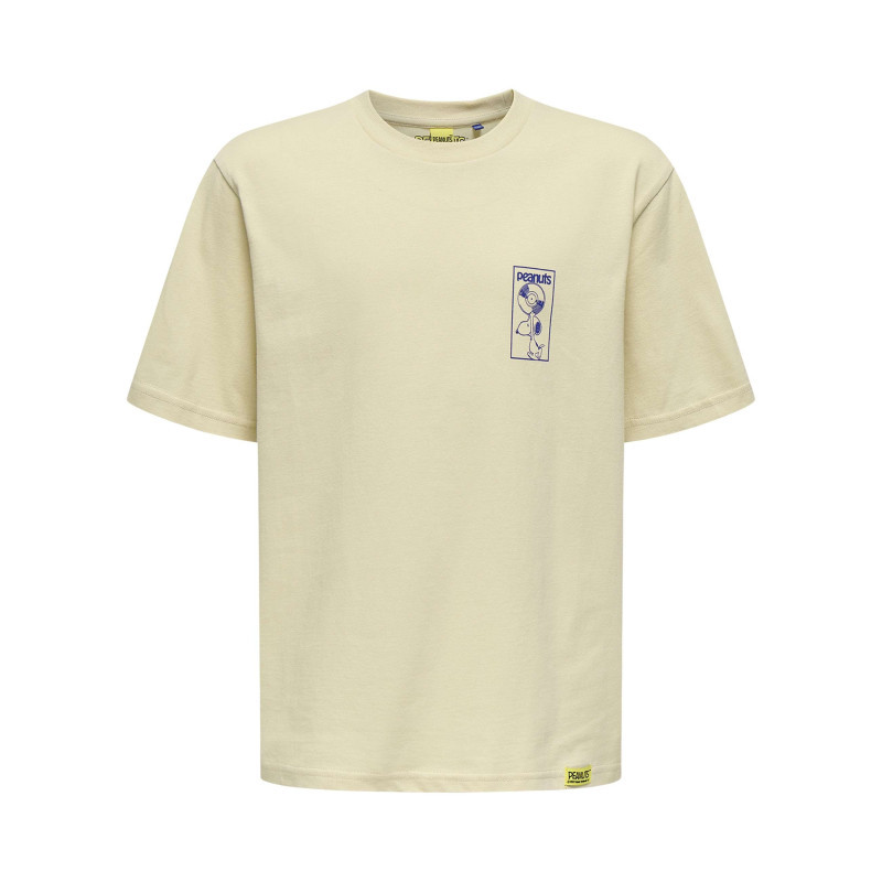 Only&sons - T-shirt En Coton Beige Uni Pourvu D'un Imprimé Snoopy Et D'un Col Rond - Beige Only&sons - T-shirt En Coton Beige Uni Pourvu D'un Imprimé Snoopy Et D'un Col Rond - Beige