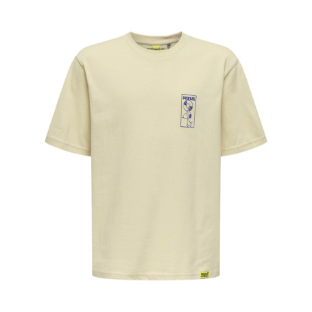 T-shirt en coton beige uni pourvu d'un imprimé...