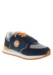 Thumbnail Baskets running en cuir bleu marine à talon plat avec deux paires de lacets - Image 3