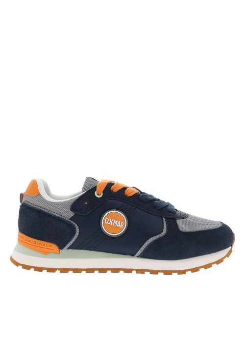 Baskets running en cuir bleu marine à talon plat avec deux paires de lacets