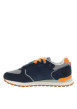 Thumbnail Baskets running en cuir bleu marine à talon plat avec deux paires de lacets - Image 2