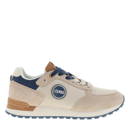 Baskets running en cuir beiges à talon plat...