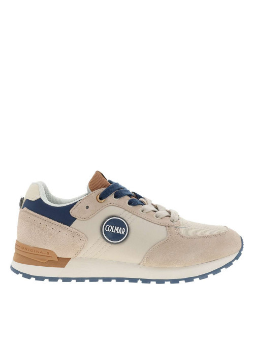 Baskets running en cuir beiges à talon plat avec deux paires de lacets