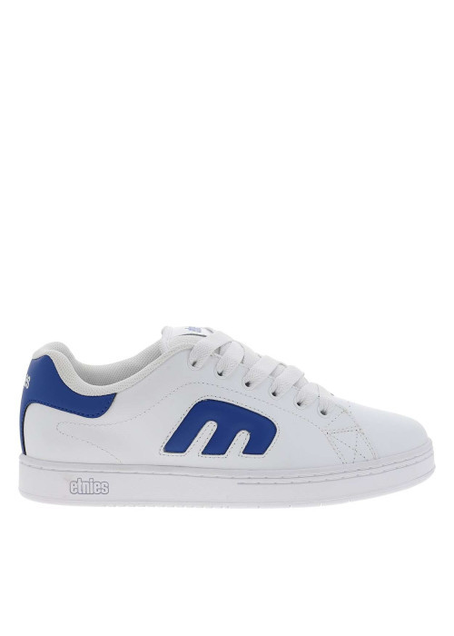 Baskets skate en cuir blanches avec un talon plat et des lacets - Image 2