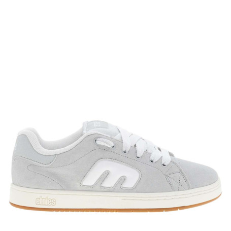 Baskets skate en cuir grises avec un talon plat...