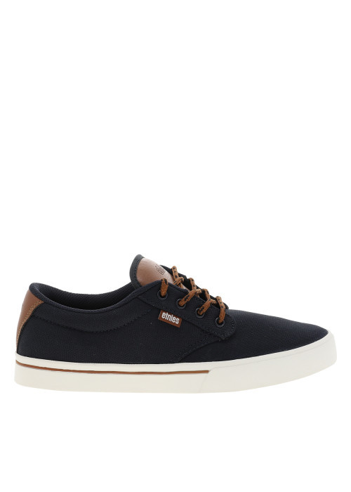 Baskets skate bleu marine avec un talon plat et des lacets ronds marron