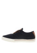 Thumbnail Baskets skate bleu marine avec un talon plat et des lacets ronds marron - Image 2
