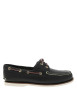 Thumbnail Mocassins en cuir bleus à semelle plate avec des œillets dorés sur le pourtour