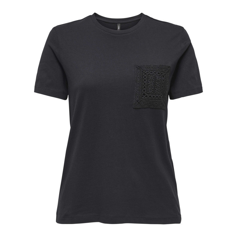 Only - T-shirt En Coton Biologique Noir Uni Avec Des Manches Courtes - Noir Only - T-shirt En Coton Biologique Noir Uni Avec Des Manches Courtes - Noir