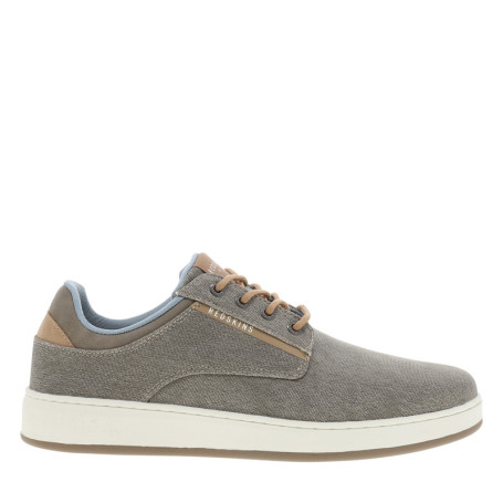 Baskets basses taupe à talon plat avec un patch...