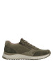Thumbnail Baskets running en cuir kaki à talon plat avec des lacets et un zip latéral - Image 2