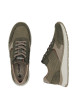 Thumbnail Baskets running en cuir kaki à talon plat avec des lacets et un zip latéral - Image 8
