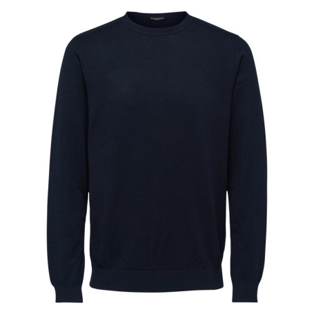 Pull en coton marine uni pourvu d'une coupe...