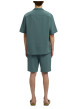 Thumbnail Chemise en coton verte unie pourvue d'une coupe droite et d'un col cubain - Image 3