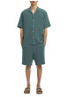 Thumbnail Chemise en coton verte unie pourvue d'une coupe droite et d'un col cubain - Image 4