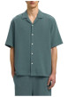 Thumbnail Chemise en coton verte unie pourvue d'une coupe droite et d'un col cubain - Image 5