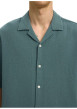 Thumbnail Chemise en coton verte unie pourvue d'une coupe droite et d'un col cubain - Image 6