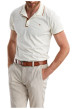 Thumbnail Polo en coton écru uni pourvu de manches courtes et d'un col boutonné - Image 3