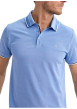 Thumbnail Polo bleu uni pourvu de manches courtes et d'un col boutonné - Image 3