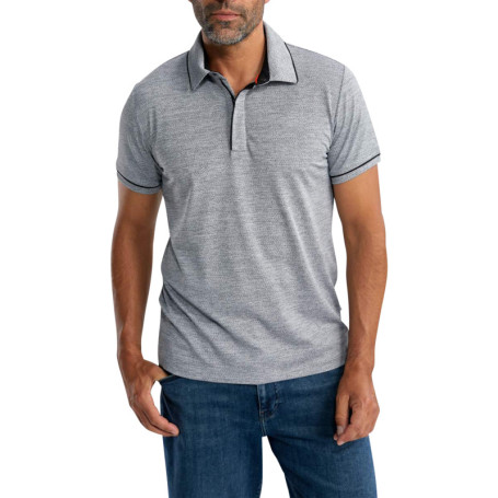 Polo en coton gris uni pourvu de manches...