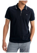 Thumbnail Polo en coton marine uni pourvu de manches courtes et d'un col zippé - Image 4