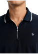 Thumbnail Polo en coton marine uni pourvu de manches courtes et d'un col zippé - Image 5