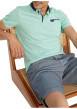 Thumbnail Polo en coton vert uni pourvu de manches courtes et d'un col américain - Image 3