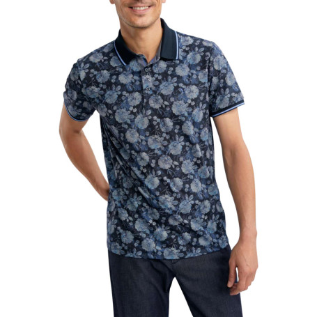 Polo marine floral pourvu de manches courtes et...