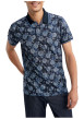 Thumbnail Polo marine floral pourvu de manches courtes et d'un col boutonné