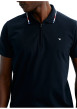 Thumbnail Polo en coton marine uni pourvu d'un col zippé et de manches courtes - Image 3