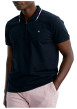 Thumbnail Polo en coton marine uni pourvu d'un col zippé et de manches courtes - Image 4