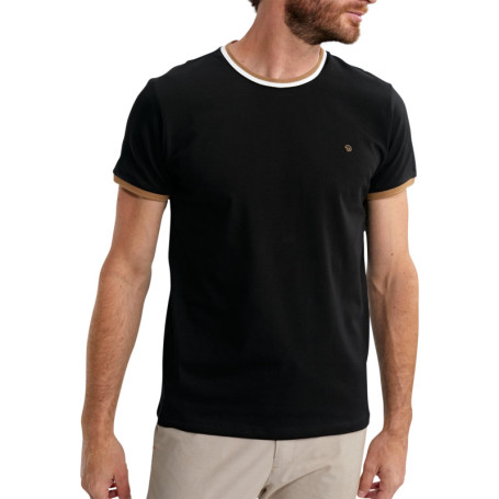T-shirt en coton noir uni pourvu d'une coupe...