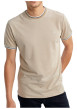 Thumbnail T-shirt beige uni pourvu de manches courtes et d'un col rond - Image 4