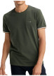 Thumbnail T-shirt en coton kaki uni pourvu de manches courtes et d'un col rond - Image 4
