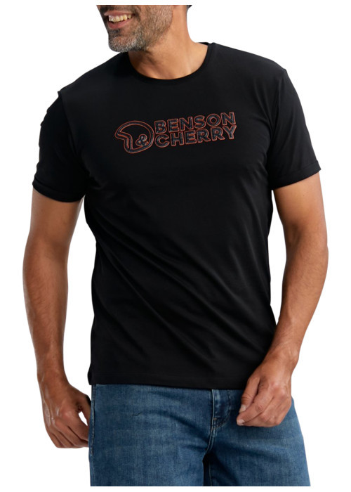 T-shirt en coton noir uni pourvu de manches...