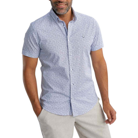 Chemise en coton marine imprimée pourvue d'une...