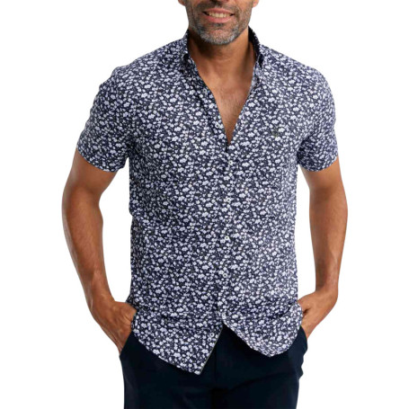 Chemise en coton marine florale pourvue d'une...