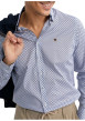 Thumbnail Chemise en coton bleue à motifs pourvue d'une coupe slim et d'un col français - Image 3